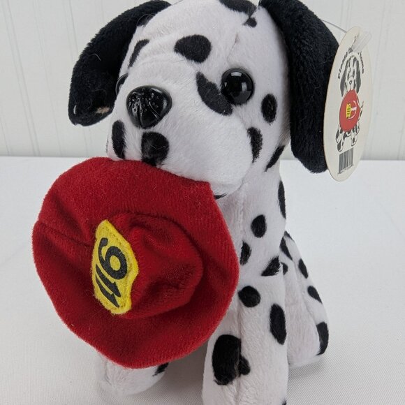 Art's Toy Firefighter Dalmatian Puppy Dog Bean Bag Plush 6" Stuffed Animal 911 - Picture 1 of 9
